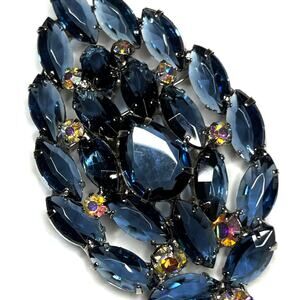 Vintage Brooch 3" Blue Rhinestone Juliana High End Costume Jewelry Pin Lot M08